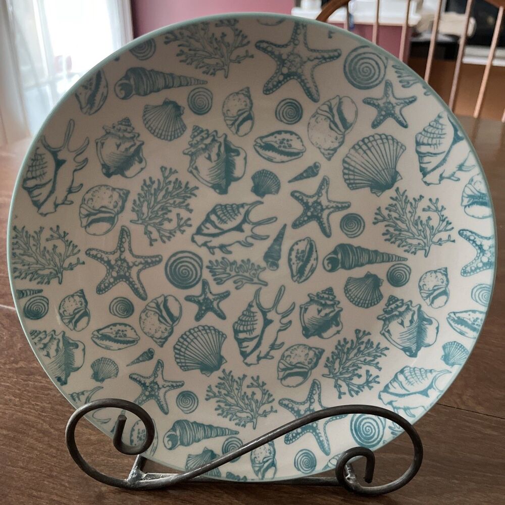 Pfaltzgraff Venice Salad Plate(s) 8 5/8" EUC Starfish Shell Pattern Aqua
